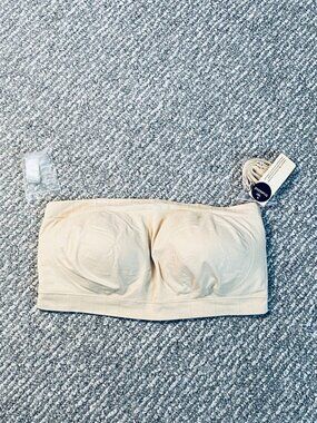 Truekind Beige Strapless Wireless Shaping Bra 2XL With Removable Tan and Clear S